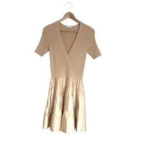 SANDRO Esmera V-neck Stretch-knit Mini Dress with tag. (NWT) -size 36